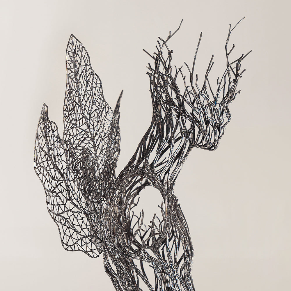 Edelstahlfigur handgefertigt mit Flügeln, Skulptur