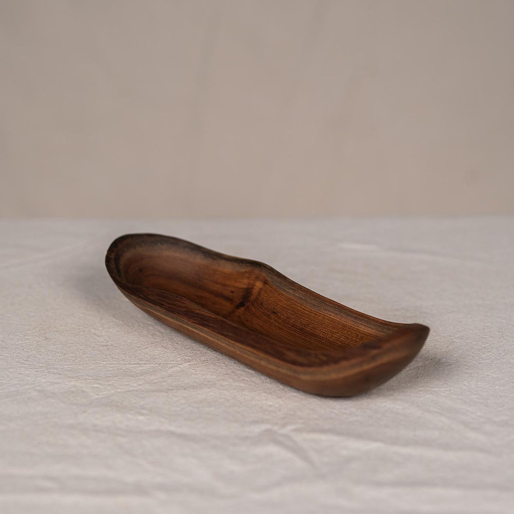 Teakholz Long Bread Bowl "Rustic Elegance" ca.30cm