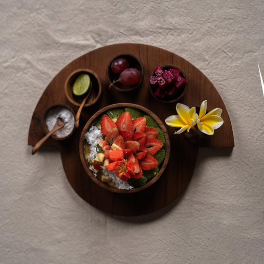 Teak Bowl Set mit 5 kleinen Schüsseln und 1 großen Schüssel